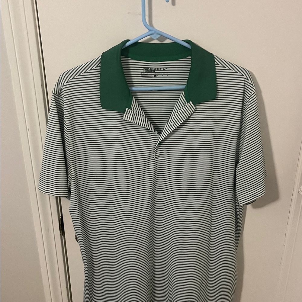 Men’s large Nike golf shirt green/white striped